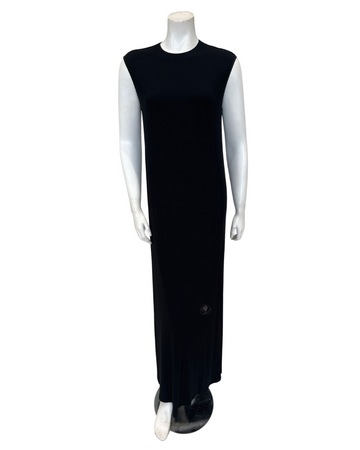 Sparrow Black Ribbed Sleeveless 57" Maxi Shell Dress